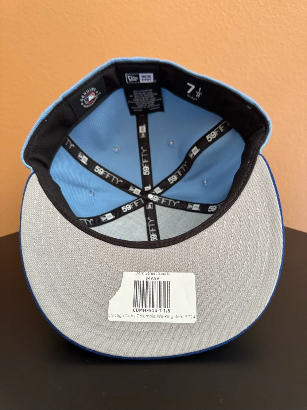 New Era Light Blue Chicago Cubs Hat with Blue Bear Patch 59FIFTY Cap